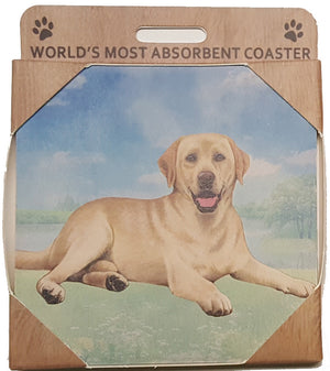 E&S Imports Ceramic Pet Coasters - Yellow Labrador Retriever (250-20)