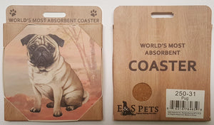 E&S Imports Ceramic Coasters - Pug (250-31)