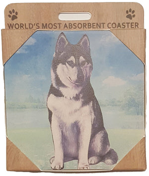 E&S Imports Ceramic Pet Coasters - Siberian Husky (250-40)