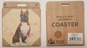 E&S Imports Ceramic Pet Coasters - Boxer, Cropped (250-7)