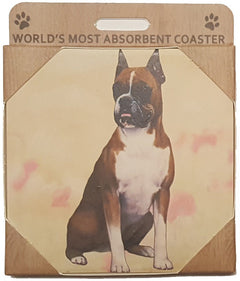E&S Imports Ceramic Pet Coasters - Boxer, Cropped (250-7)