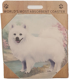 E&S Imports Ceramic Pet Coasters - American Eskimo (250-85)