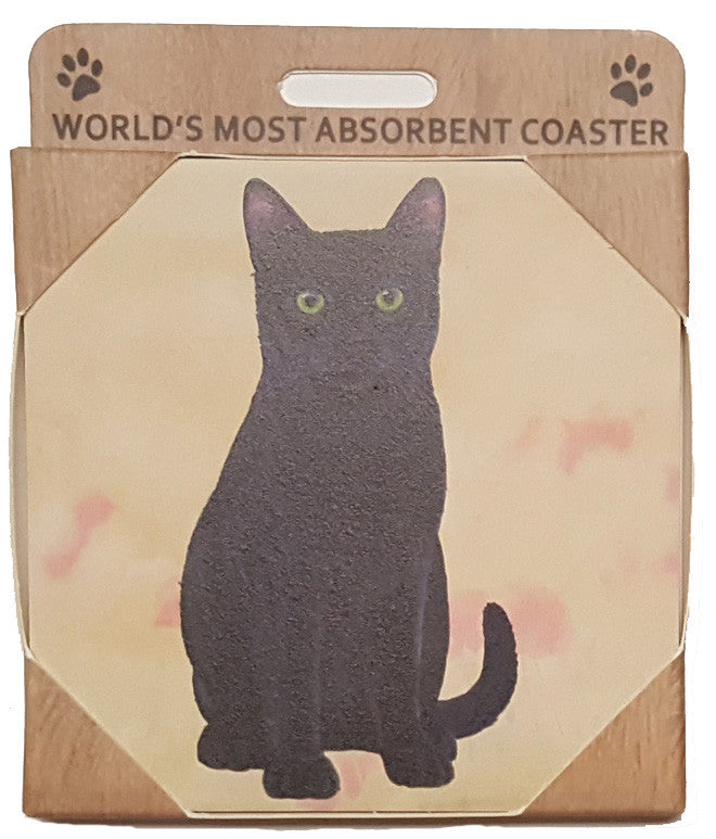 E&S Imports Ceramic Pet Coasters - Black Cat (251-5)