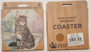 E&S Imports Ceramic Pet Coasters - Maine Coon Cat (251-6)