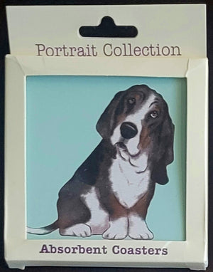 Purple Turtle Gifts Portrait Collection Absorbent Coaster-Basset Hound Black