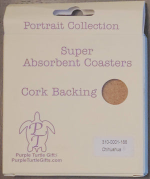 Purple Turtle Gifts Portrait Collection Absorbent Coaster-Chihuahua Tan