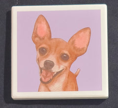 Purple Turtle Gifts Portrait Collection Absorbent Coaster-Chihuahua Tan