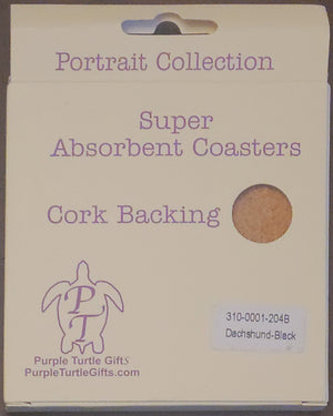 Purple Turtle Gifts Portrait Collection Absorbent Coaster-Dachshund Black