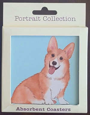 Purple Turtle Gifts Portrait Collection Absorbent Coaster-Pembroke Welsh Corgi