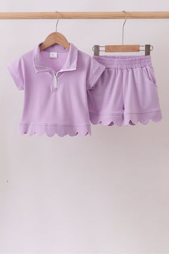 Lavender Scalloped Polo Set