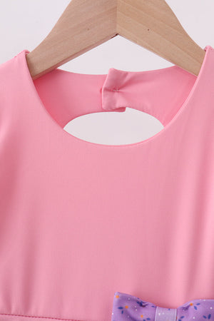 Pink scalloped bow active dress