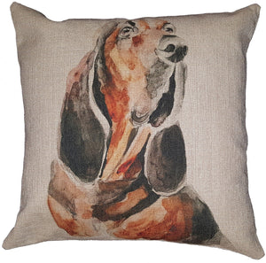 Cotton & Linen Dog Pillow - Basset Hound (10357)