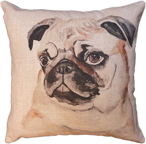 Cotton & Linen Dog Pillow - Pug (10360)