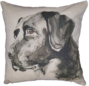 Cotton & Linen Dog Pillow - Black Labrador Retriever (10364)