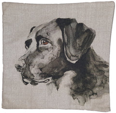 Cotton & Linen Dog Pillow - Black Labrador Retriever (10364)