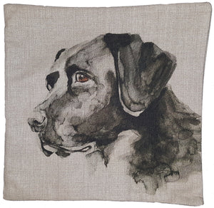 Cotton & Linen Dog Pillow - Black Labrador Retriever (10364)