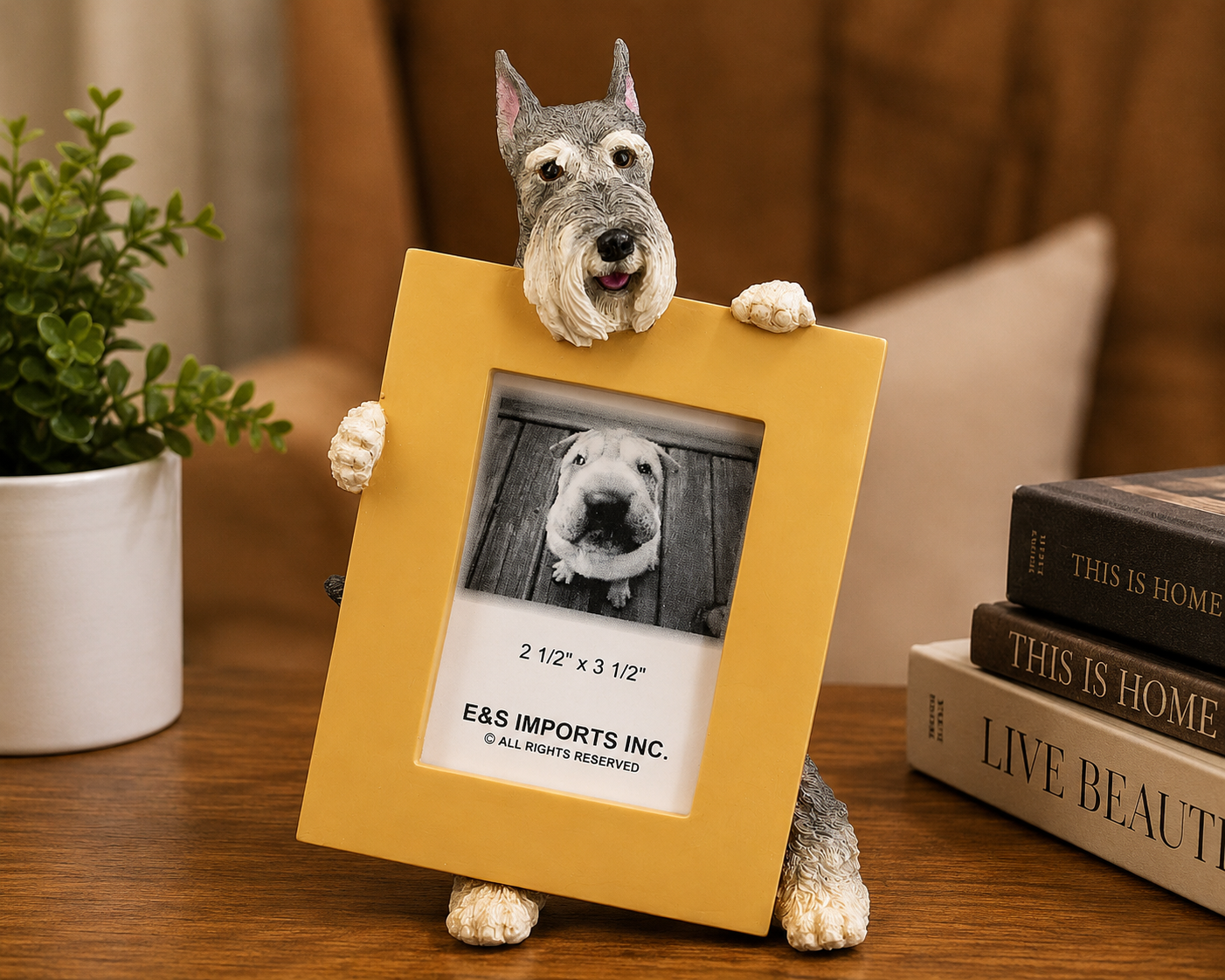 Schnauzer Cropped (2 1/2x3 1/2) Small Photo Frame: Ceramic