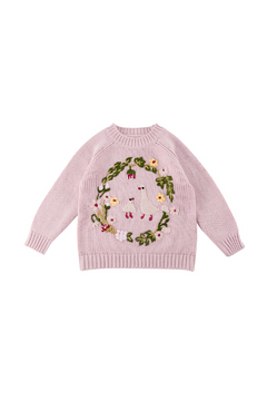 Pink goose floral crew neck sweater