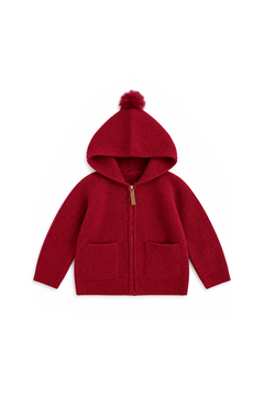 Red zipper cardigan sweater
