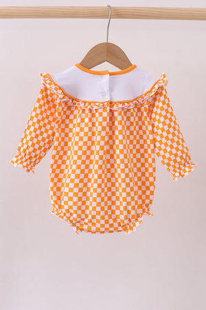 Orange Tennessee puppy bow embroidery checkered bubble