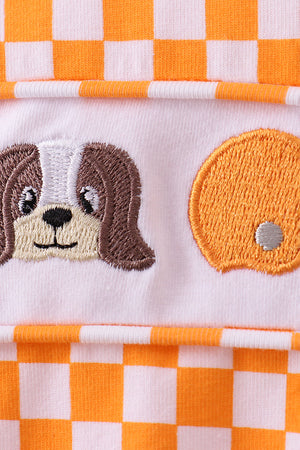 Orange Tennessee puppy embroidery checkered bubble