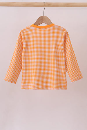 Premium Orange Tennessee embroidery gingham top
