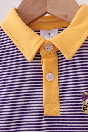 Premium Purple LSU stripe tiger embroidery dress