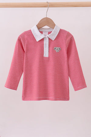 Premium Red Alabama stripe elephant embroidery button down shirt