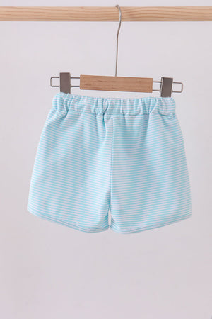 Premium Mint&white stripe drawstring shorts