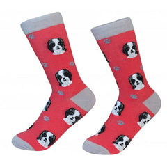 E&S Imports Pet Lover Unisex Socks - Shih Tzu (black) (800-87b)