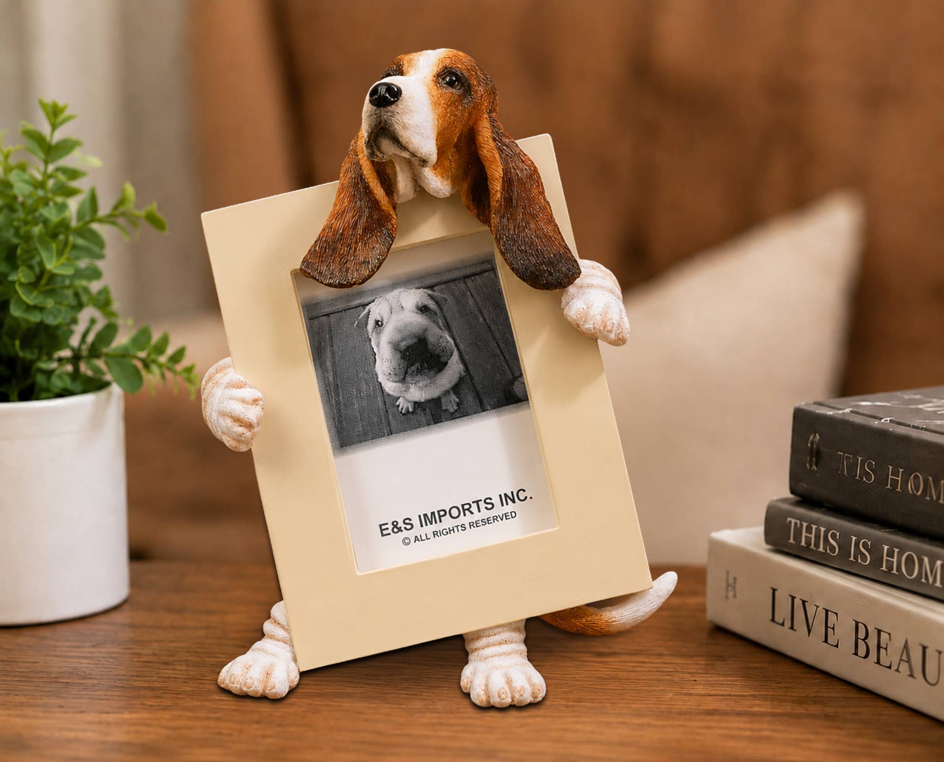 Basset Hound (2 1/2x3 1/2) Small Photo Picture Ceramic Frame from E&S Imports