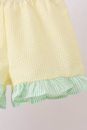 Colorblock ruffle shorts set