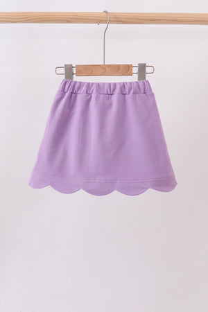 Dark purple scallop hem bow skort