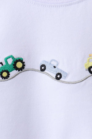 Blue Vehicle Embroidered Set