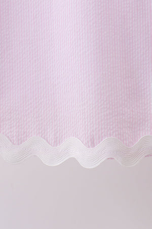 Pink Seersucker Stripe Scalloped Dress