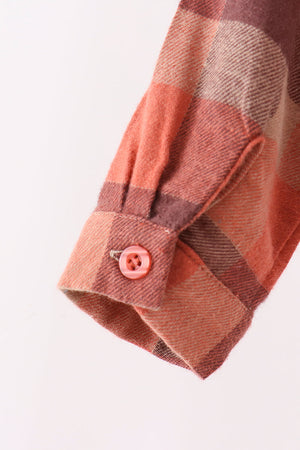 Rust Plaid Button Down Shirt