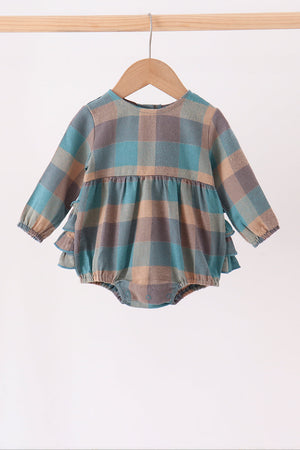 Teal Plaid Ruffle Bubble