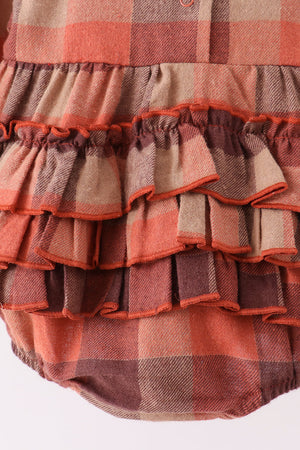Rust Plaid Ruffle Bubble