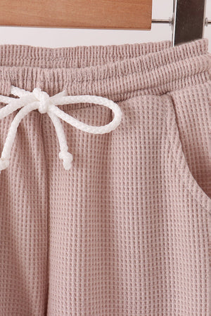 Beige scalloped pants set