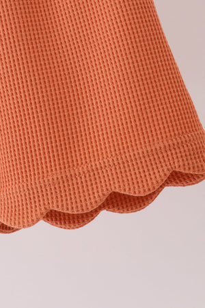 Terra-cotta scalloped pants set
