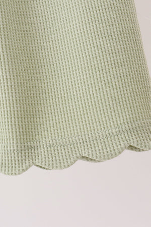 Green scalloped pants set