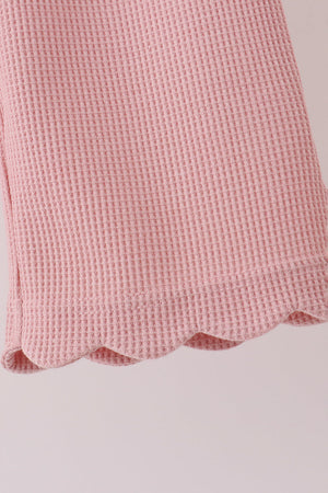 Pink scalloped pants set
