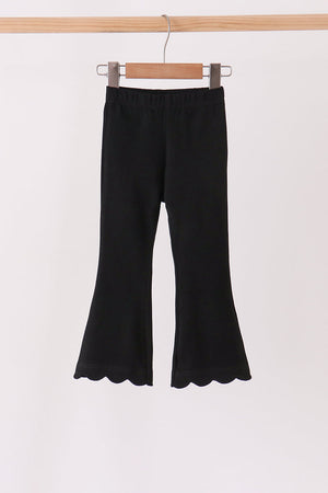 Black scalloped bell pants