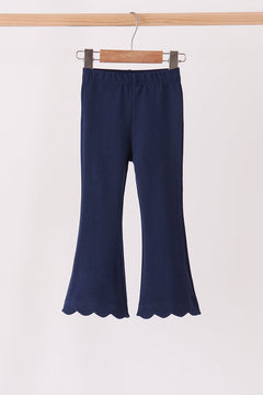 Navy scalloped bell pants