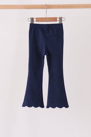 Navy scalloped bell pants
