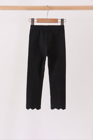 Black scalloped leggings