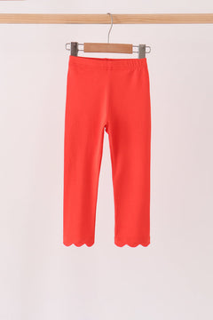 Red scalloped leggings