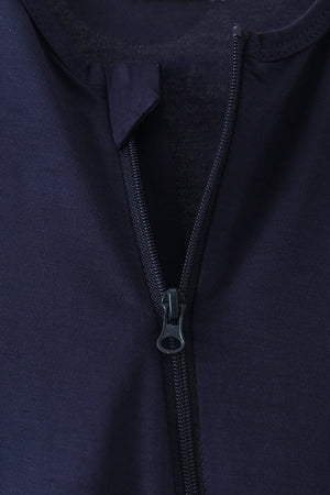 Navy zipper bamboo romper