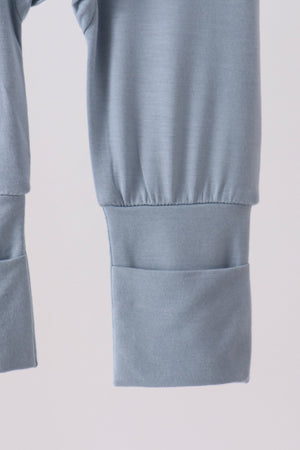 Blue zipper bamboo romper