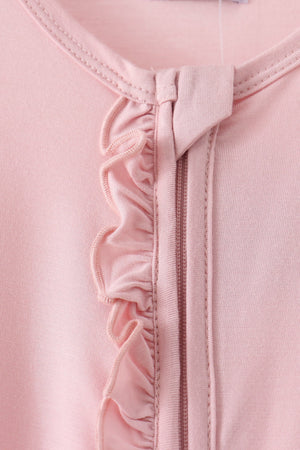 Pink ruffle zipper bamboo romper
